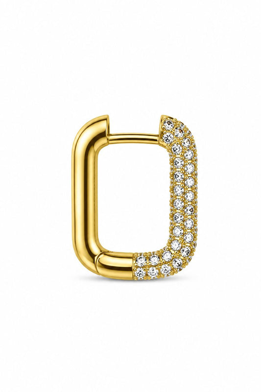 SHADES - Gold Hoop Earring - White zircons