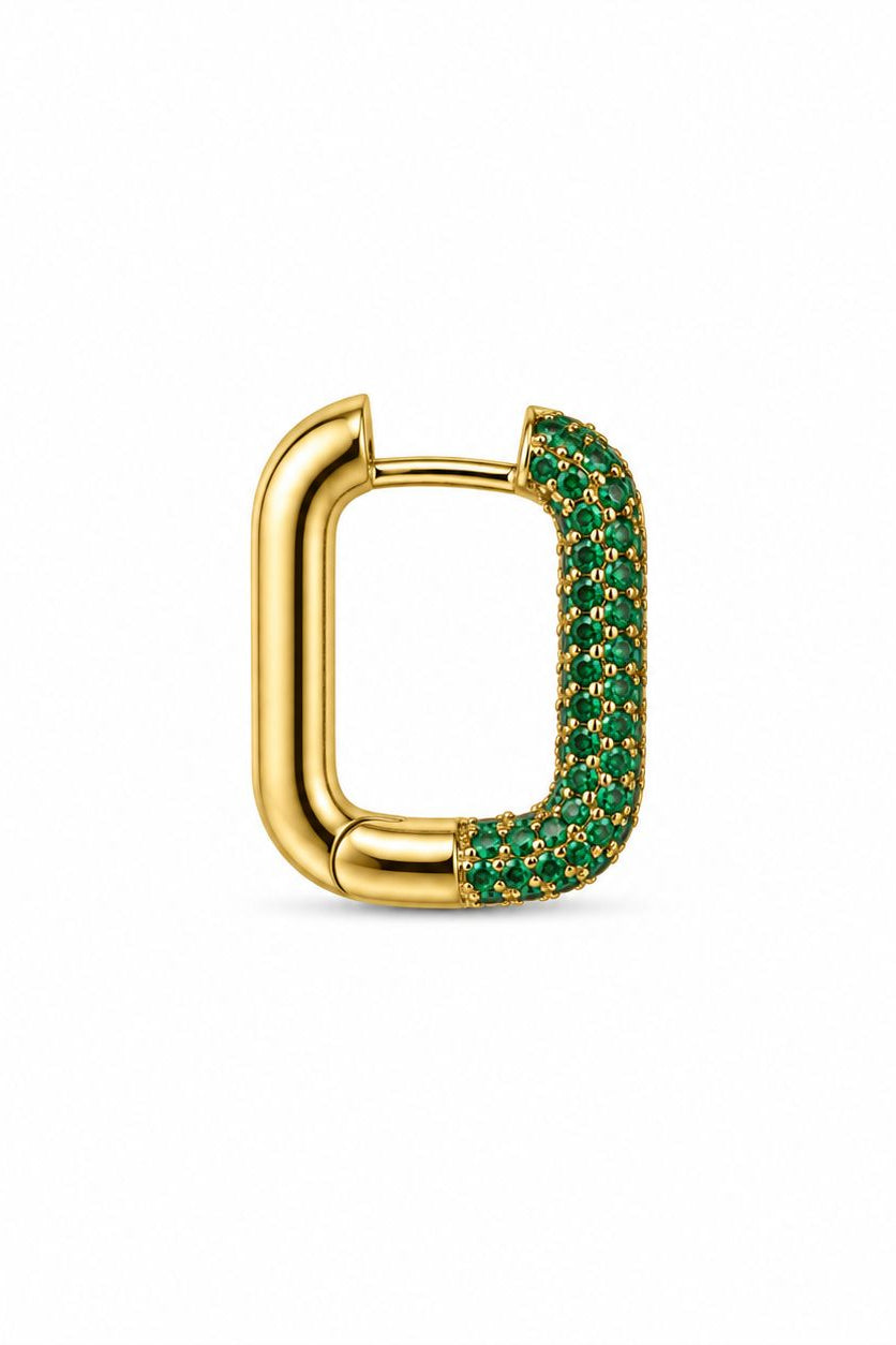 SHADES - Gold Hoop Earring - Green zircons