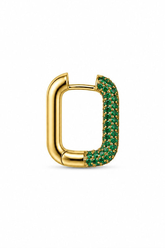 SHADES - Gold Hoop Earring - Green zircons