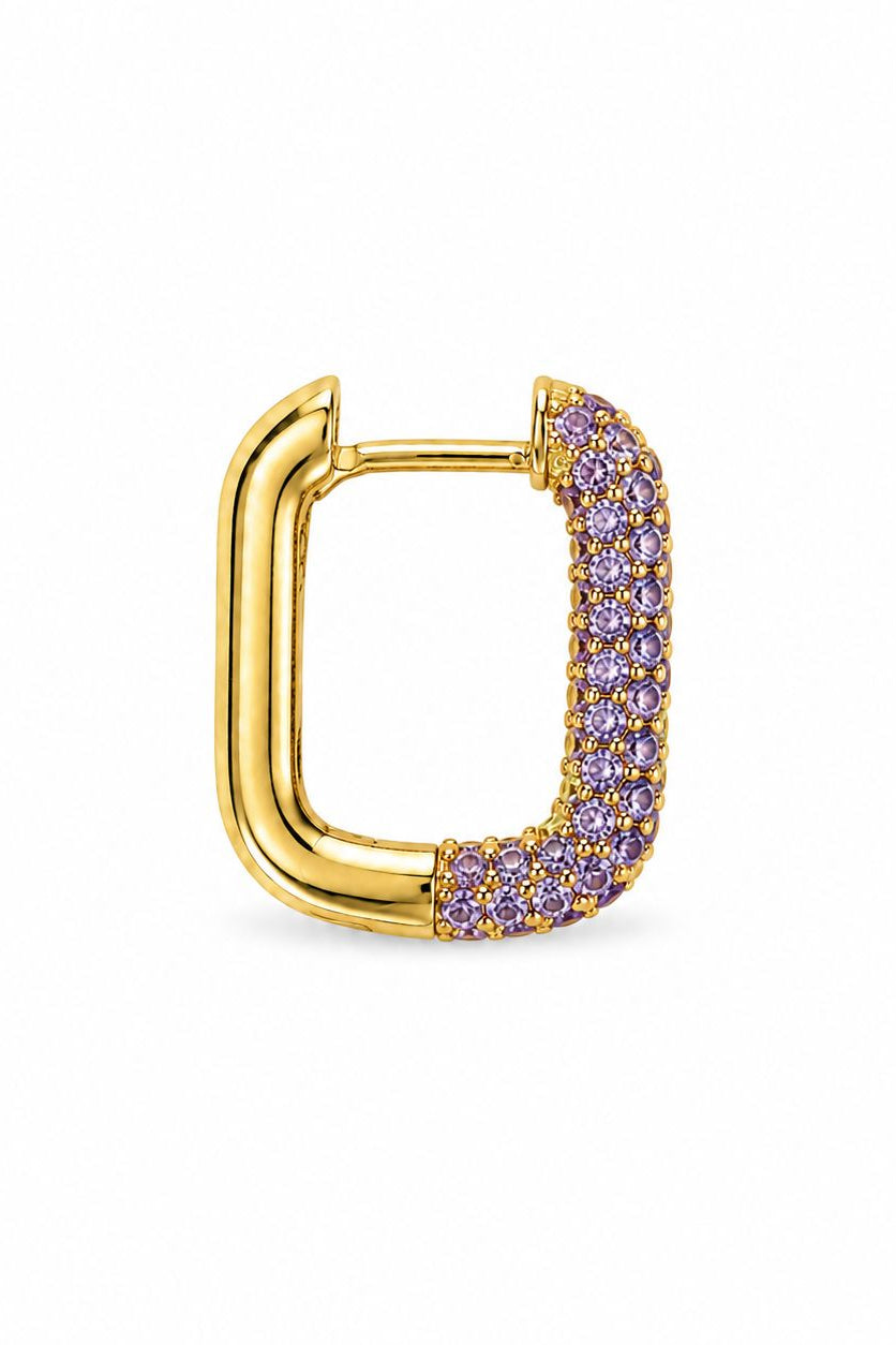 SHADES - Gold Hoop Earring - Purple zircons