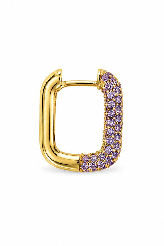 SHADES - Gold Hoop Earring - Purple zircons