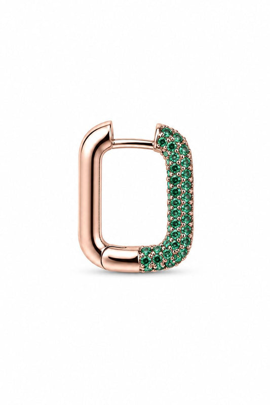 SHADES - Rose Gold Hoop Earring - Green zircons