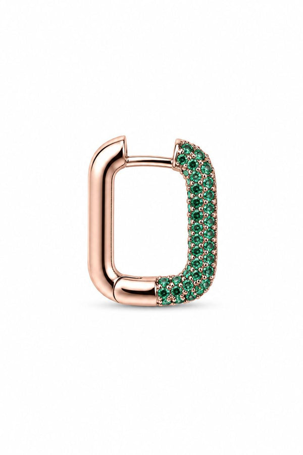 SHADES - Rose Gold Hoop Earring - Green zircons