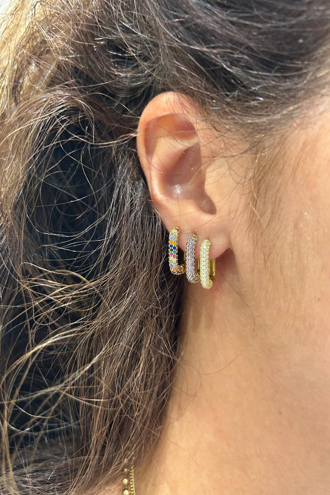 SHADES - Gold Hoop Earring - Multicolor zircons