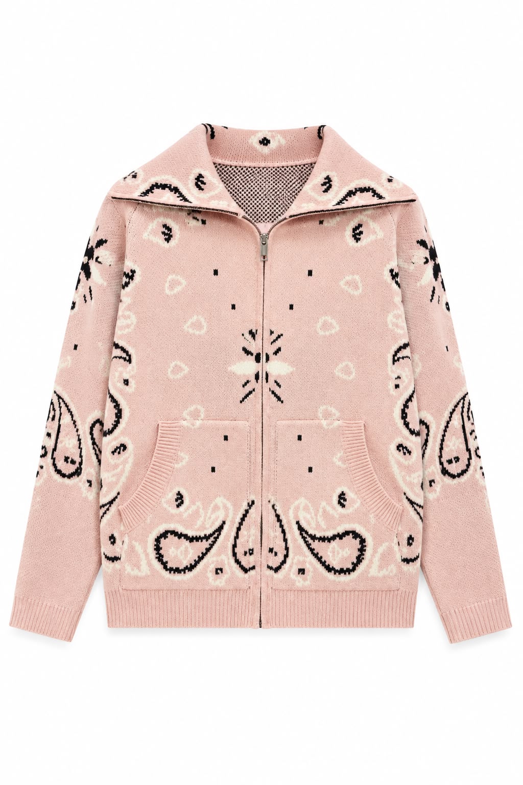 SHADES SELECTION - Baby pink Bandana Zip Jacket