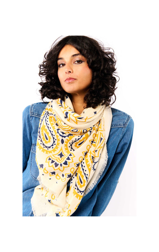 Big Scarf Paisley - White