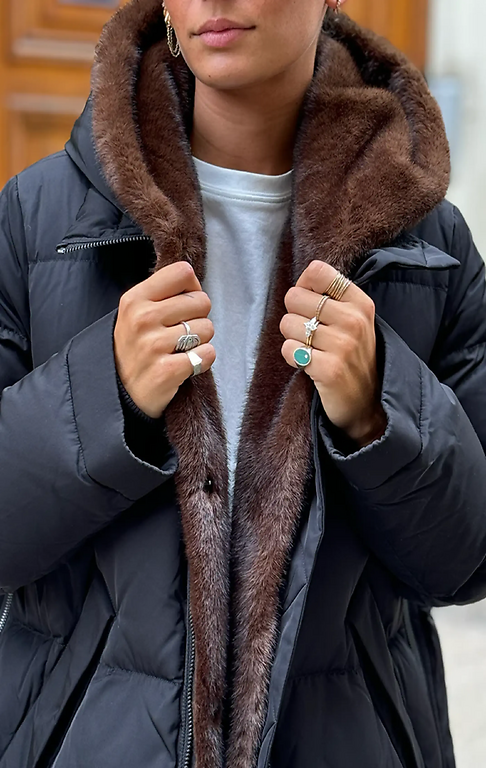 Black parka with removable Brown Fur