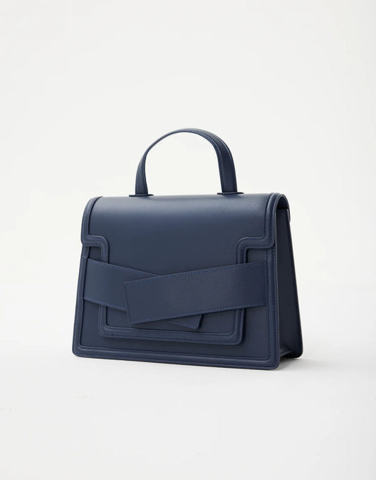 Leo Leather Bag - Navy