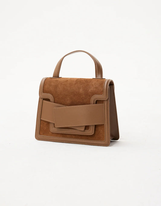 Leo Mini Leather Suede Bag - Beige