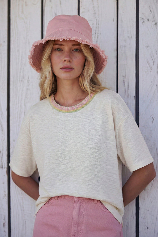 MA PETITE CAPSULE - White WAX knit T-shirt