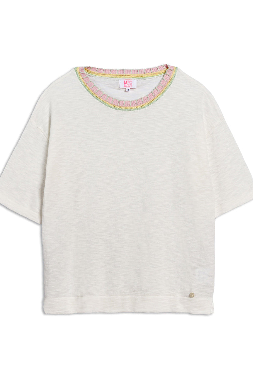 MA PETITE CAPSULE - White WAX knit T-shirt