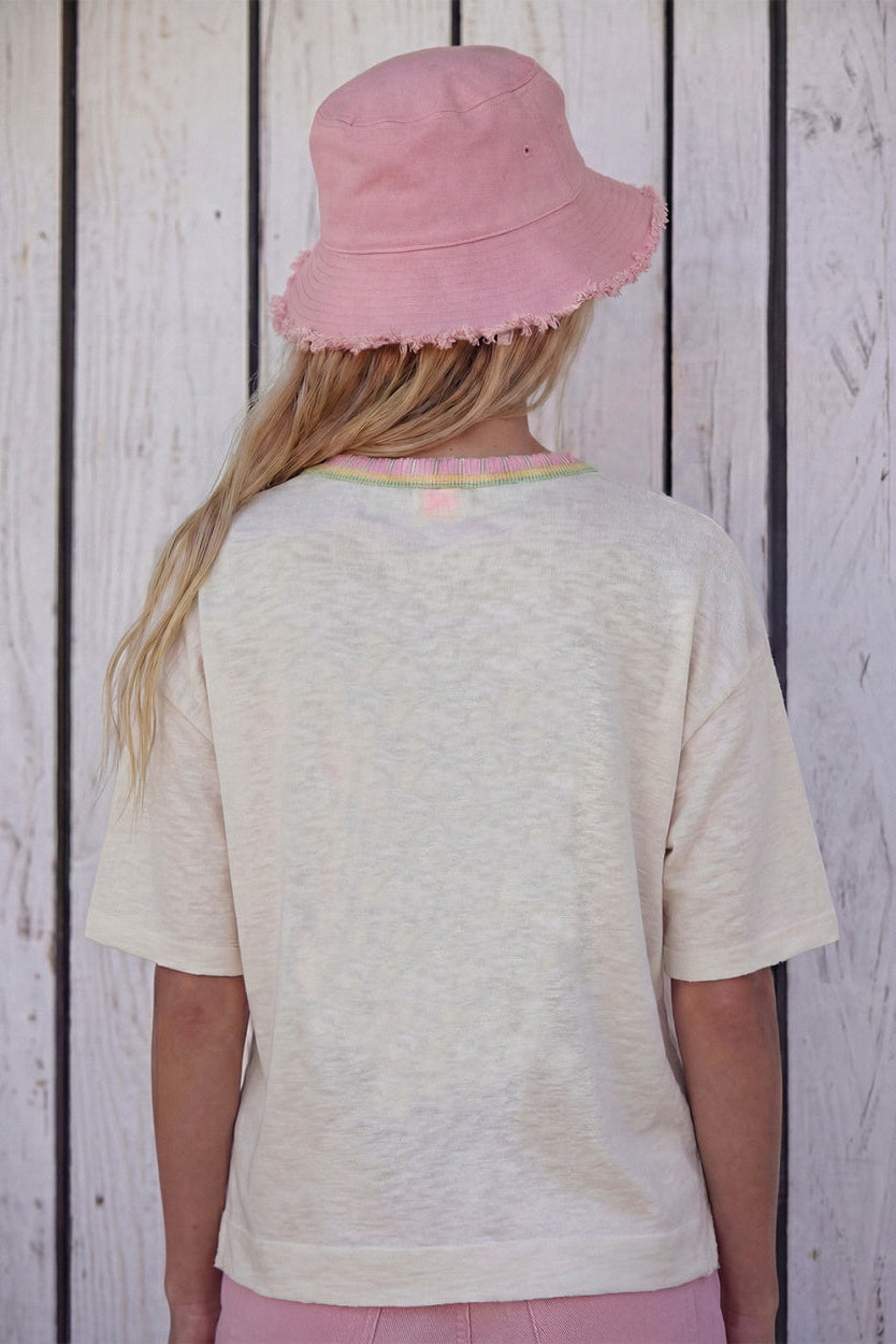MA PETITE CAPSULE - White WAX knit T-shirt